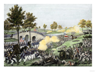 Union Troops Battling Their Way across Burnside Bridge in the Battle of Antietam