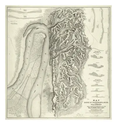 Civil War Map of The Siege of Vicksburg, Miss, c.1863