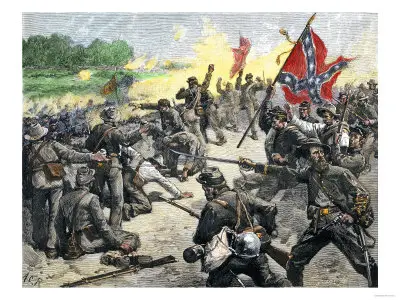 Confederate Louisiana Brigade Throwing Stones at Advancing Federal Army of the Potomac, c.1862
