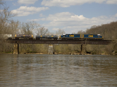 Train Crosses the Historic Monocacy River on a High Trestle