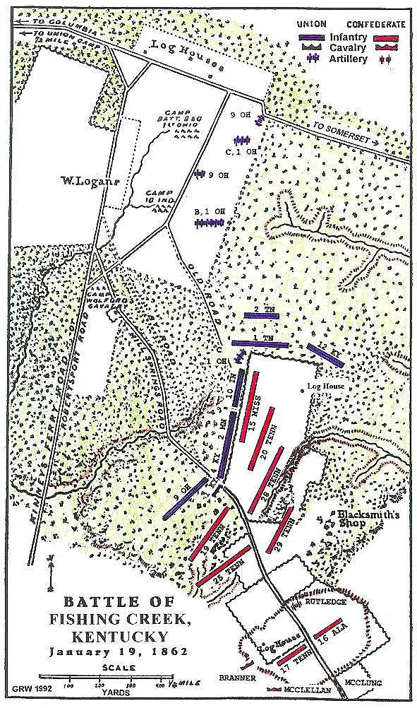 Fishing Creek Kentucky Civil War Battle Map