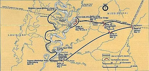 Vicksburg Civil War Battle Map
