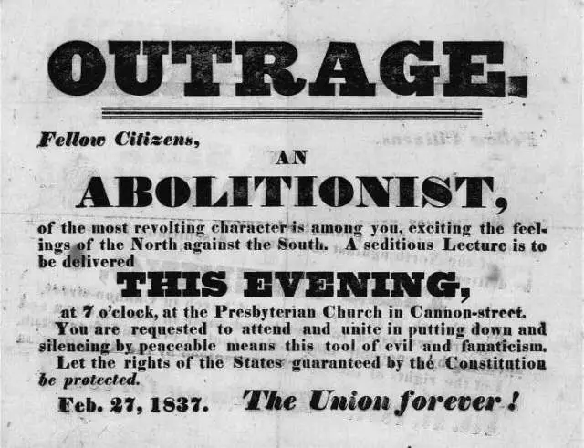 Anti Abolitionist handbill 1837
