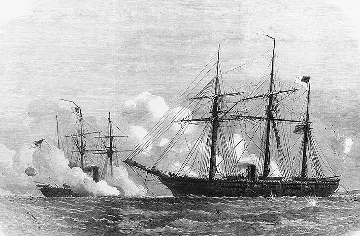Ironclad Federal steamer USS Kearsarge Confederate steamer CSS Alabama June 1864