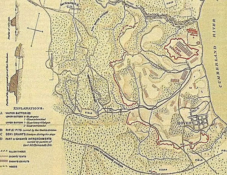 Fort Donelson Civil War Battle map