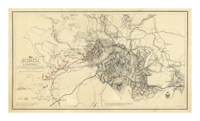 Civil War Map Illustrating the Siege of Atlanta, Georgia, c.1864