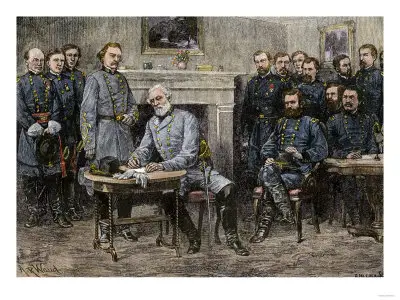 General Robert E. Lee Surrendering the Confederate Army to Union General Ulysses S. Grant, c.1865