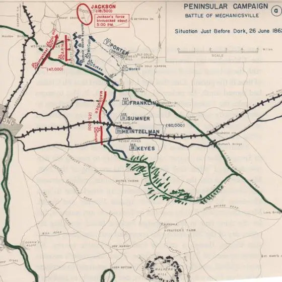 General George McClellan retreat from Seven Days battle map