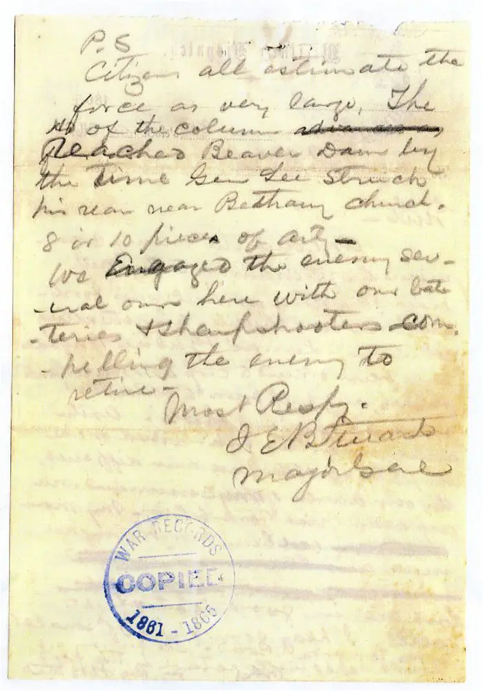 General Stuart hand written letter to Lee