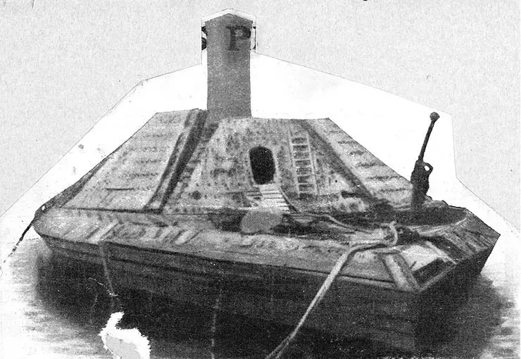 Confederate Ram Albemarle sinks the Union gunboat Southfield postcard 