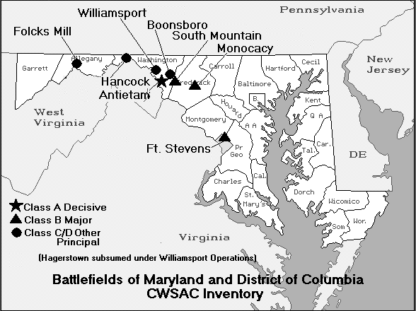Maryland Civil War Battle Map