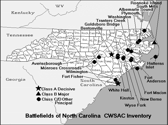 North Carolina Civil War Battle Map