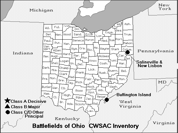 Ohio Civil War State Battle Map