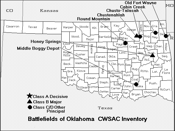 Oklahoma Civil War Battle Map