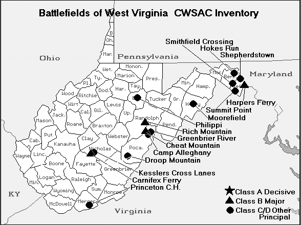 West Virginia Civil War Battle Map
