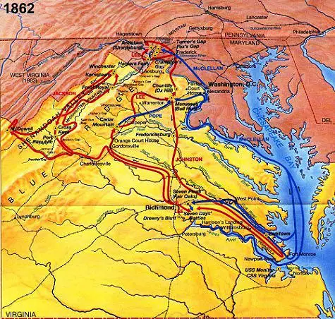 Eastern Theater Civil War 1862 campaign map